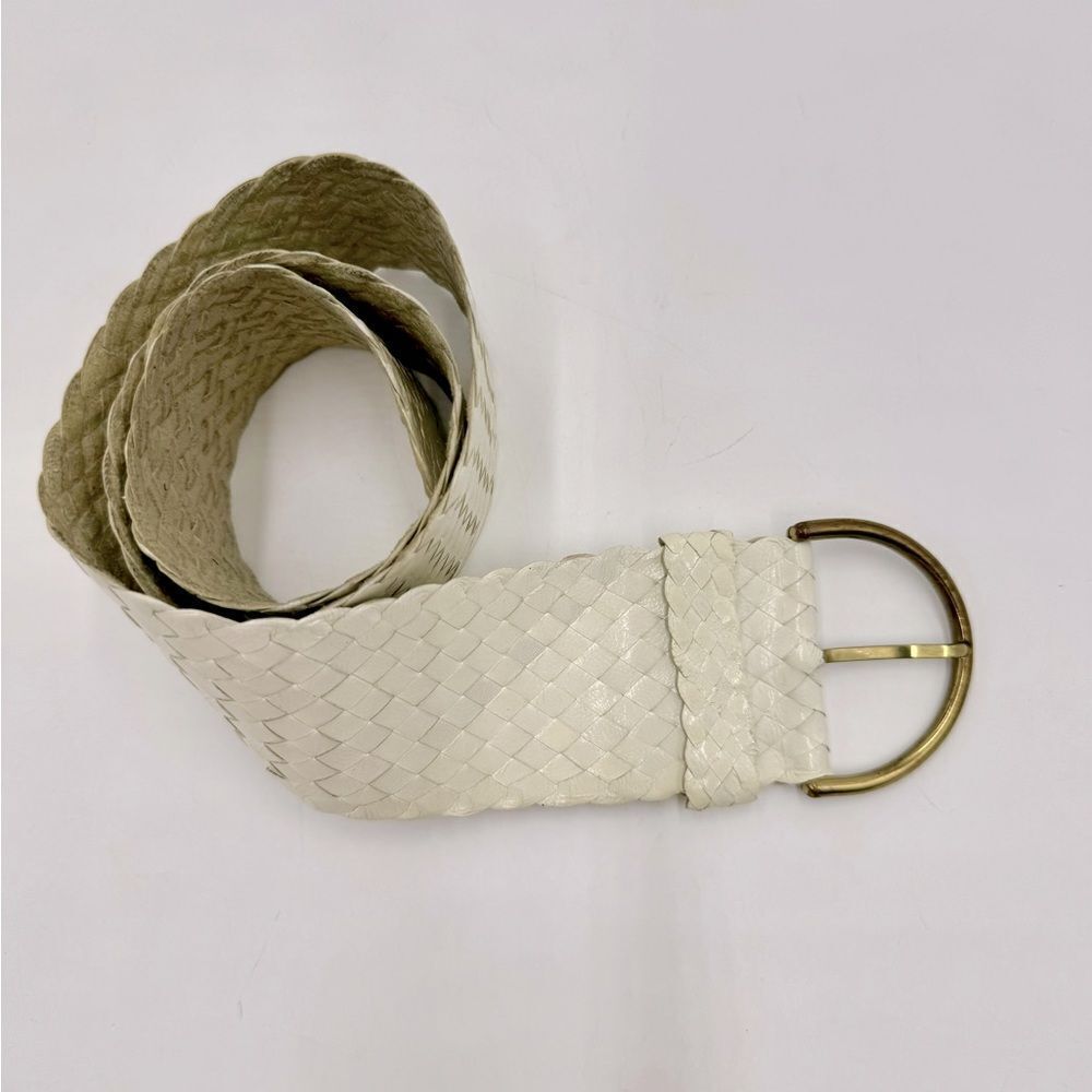 Auth Vtg Christian Dior White Woven Leather Women’s Belt Size US XS Preloved - Picture 7 of 8